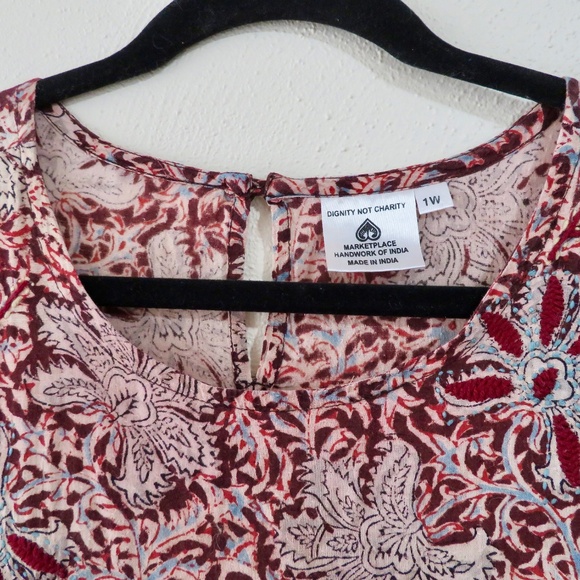 Marketplace Handwork of India Indian Cotton Maxi Dress 1W 1X Batik Print Tiered - Picture 5 of 7